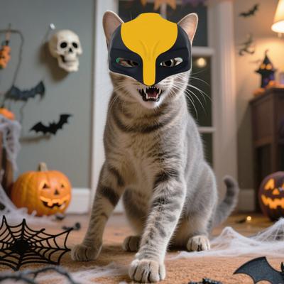 Katzen Fledermaus Maske Katzen Superheld Cosplay Maske Spinnenheld Katzenmaske für Halloween Outfit Kostümparty Verkleidung Foto-Requisite