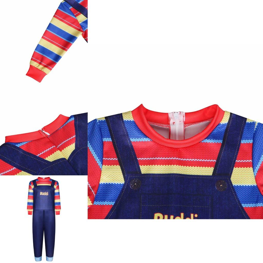 ילדים משחק ילדים צ'אקי קוספליי תחפושת אימה אוברול למסיבות ליל כל הקדושים