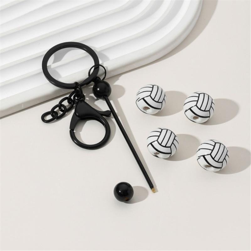 Baseball Volleyball Beaded Keychain Sport Themed Keychain Key Holder Keyring Accessory for Bag Charm Keychain Decoration