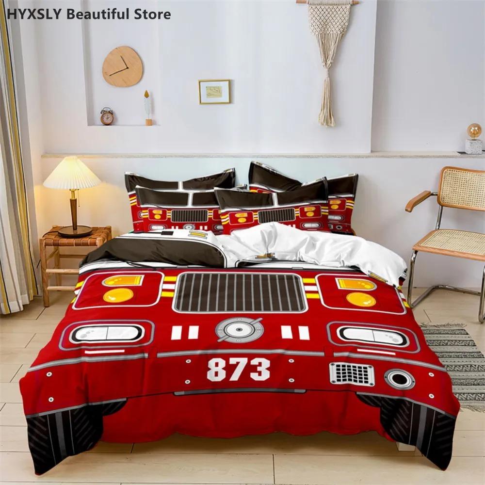 Niedliches Cartoon Jungen Bettwäsche Set Auto Rennbahn Muster Bettbezug Set Kinder Bettdecke Bettbezug Full King Kissenbezug