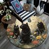 Black Cat Round Area Rug,Carpet Rug for Living Room Bedroom Sofa Playroom Decor,Non-slip Floor Mat