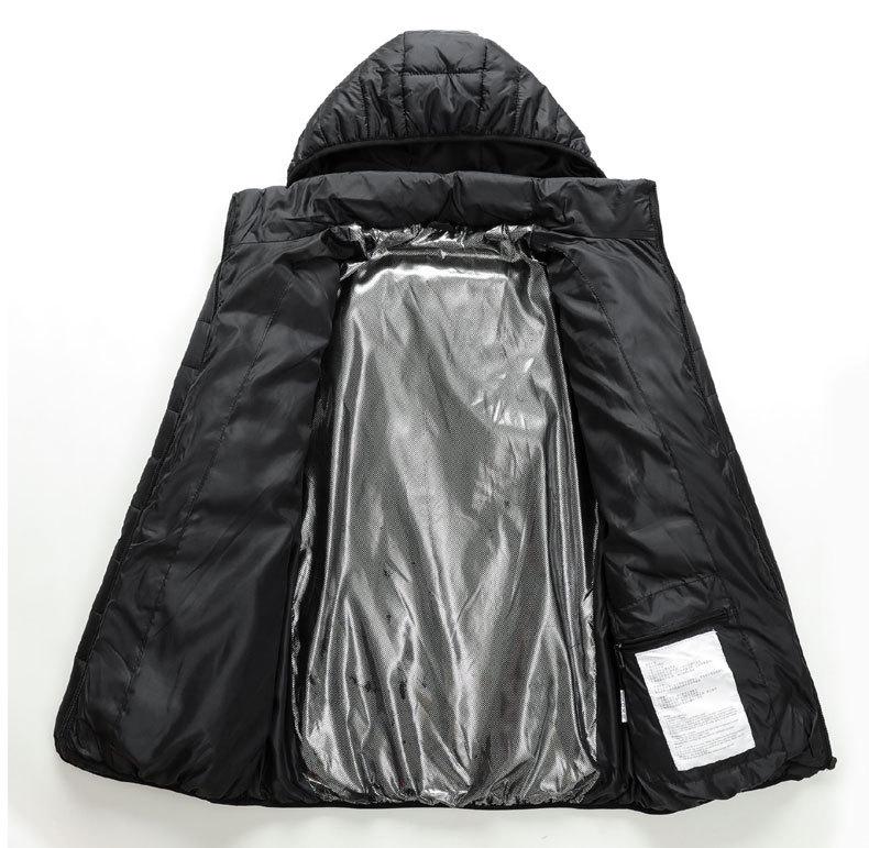 Smart Heated Winter Jacket with Hood for Men, Thick Warm Cotton, USB Charging