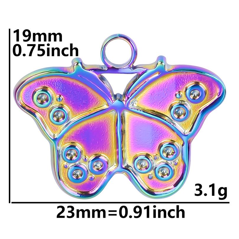 Fashion Rainbow Color Stainless Steel Butterfly Charms For Jewelry Making Supplies Animal Pendant Charm Bee Wolf Insect Findings