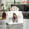 2D Flat 1pc, Tissue Box. Bookish Woman Coffee Pattern Napkin Dispenser, Reusable, Daily Desktop Tissue Organizer, Suitable for Kitchen Living Room Bed