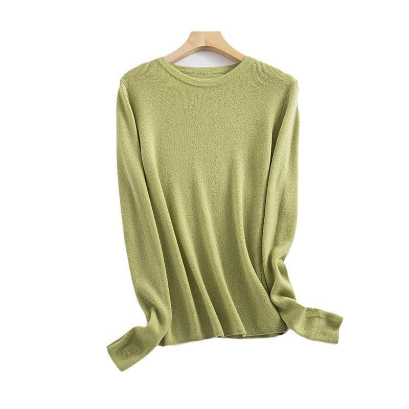 

Front shoulder wool sweater women s 0 pure wool thin slim fit and thin bottom top early autumn new knitted sweater S