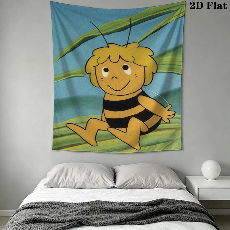 Bees and Maya Wall Tapestry Aesthetic Wall Hanging Printed Fabric Blanket Decorative Tapestries for Bedroom Living Room Home Decor