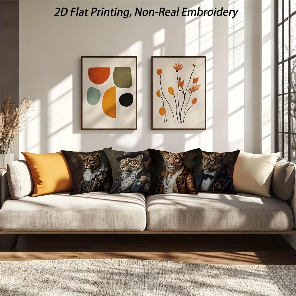 1/4pcs Leopard-Printed Pillowcases with 2D Artistic Designs Sofa Cushion Cover Home Bedroom Room Decoration