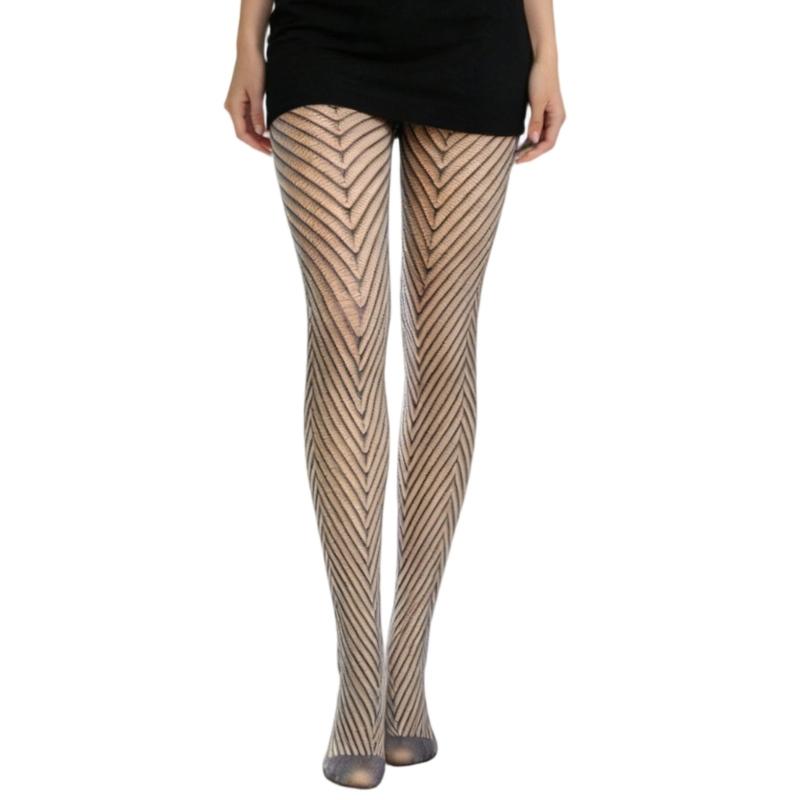 Womens Aesthetic Geometric Floral Patterned Lace Pantyhose Sheer Fishnet Tights Stockings Mesh Leggings for Casual Wear