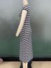 European Striped Knit Sleeveless Slim-Fit Sheath Dress - Mid-Length Women's Fashion 2025