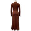 European Style Autumn Solid Color Long Sleeve Dress with Decorative Buckle