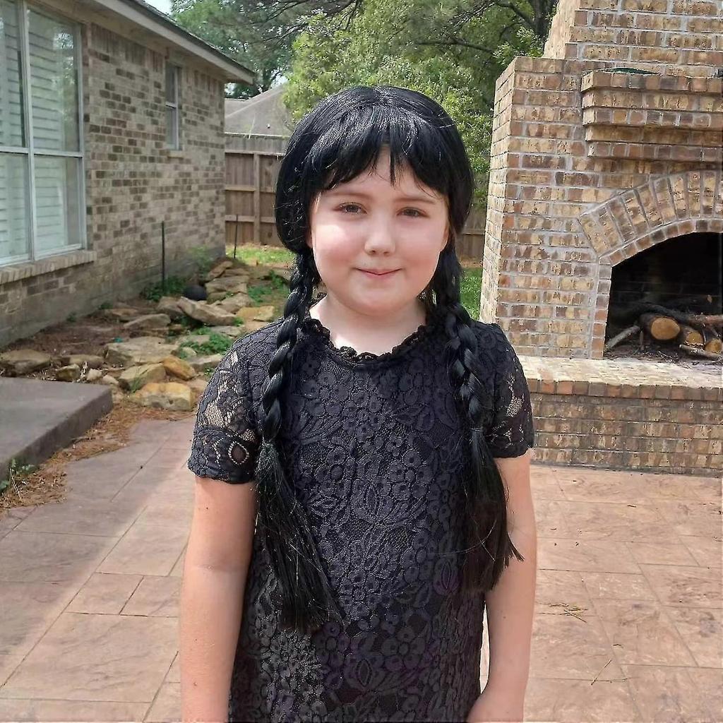 Black Braided Wig for Kids Girls Long