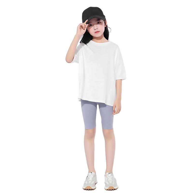 Children Girls' Sports Shorts Solid Color Elastic Waist Dance Short Pants