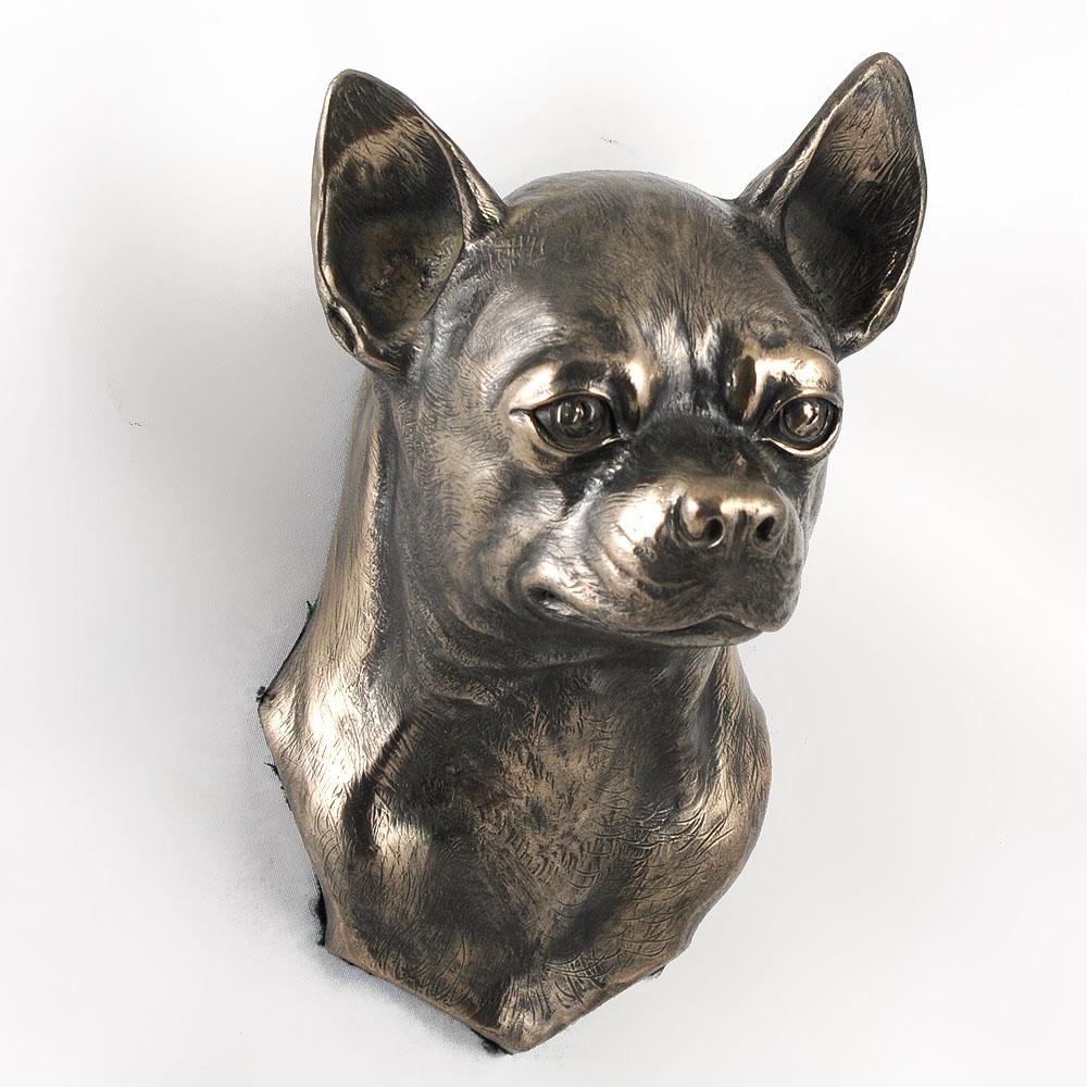 Chihuahua Short-haired, Chihuahua Smooth - Dog Statue, Hanging Bust, Unique Decoration for Dog Lover by Art-Dog Brand