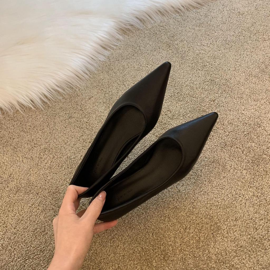 2025 New Comfortable Single Shoes Women's Autumn Princess Shoes Pointed Head Shallow Mouth Real Soft Leather Low Heel Grandma Sho