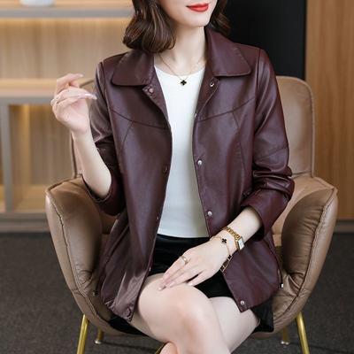 Leather Jacket Women's Autumn New Short Small Age-reducing Fashion Spring and Autumn Leather Jacket
