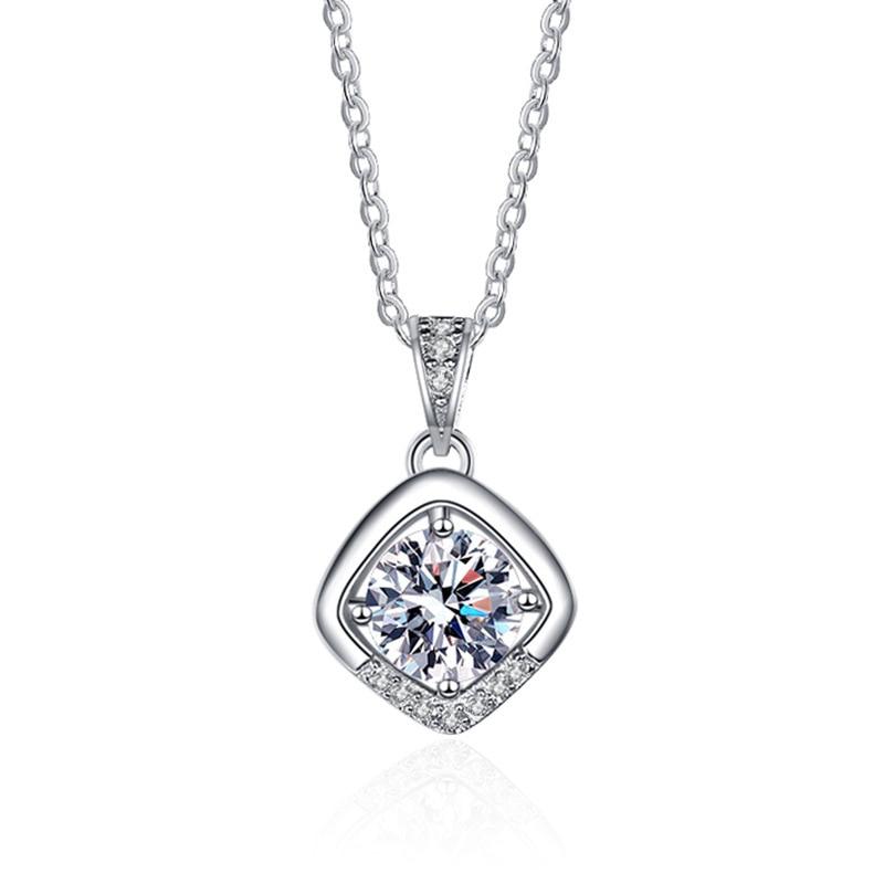 Bague Ringen 1ct VVS D Colored Moissanite Diamond Necklace For Women Silver 925 Jewelry Female Simple Temperament Clavicle Chain
