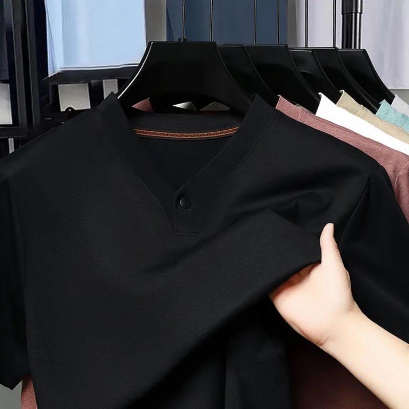 Erkek Tek Renk Düğme Detaylı Kısa Kollu Henley Tişört