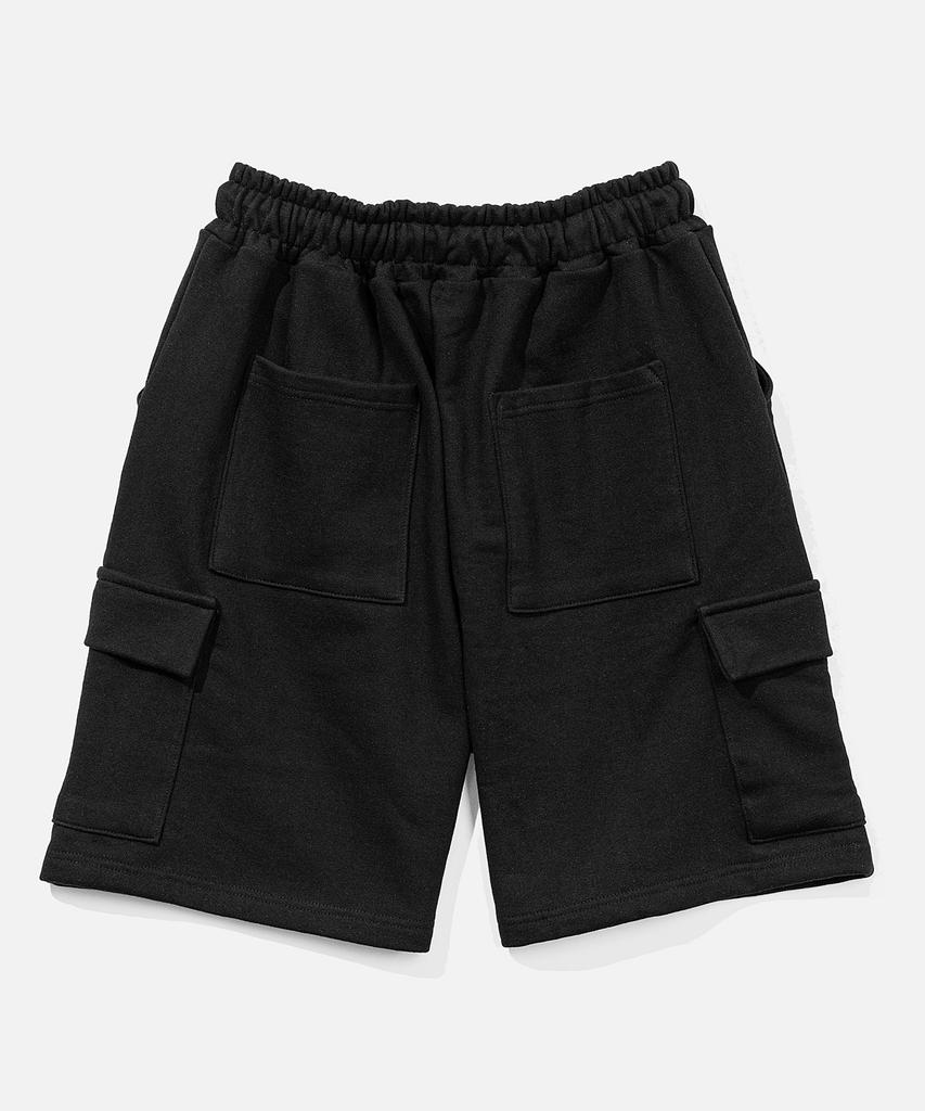 Bastic Wide Sweat Cargo Half Pants_Black