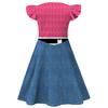 Kids Girls Cartoon Printed Ruffle Sleeves O Neck Casual Dress Halloween Cosplay Costumes