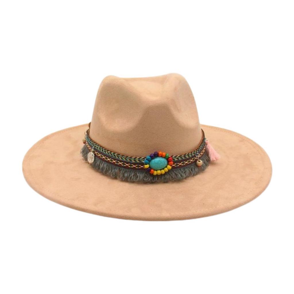 Round Flat Brim French Ethnic Style High-End Top Hat New Stage Jazz Hat Western Cowboy Hat