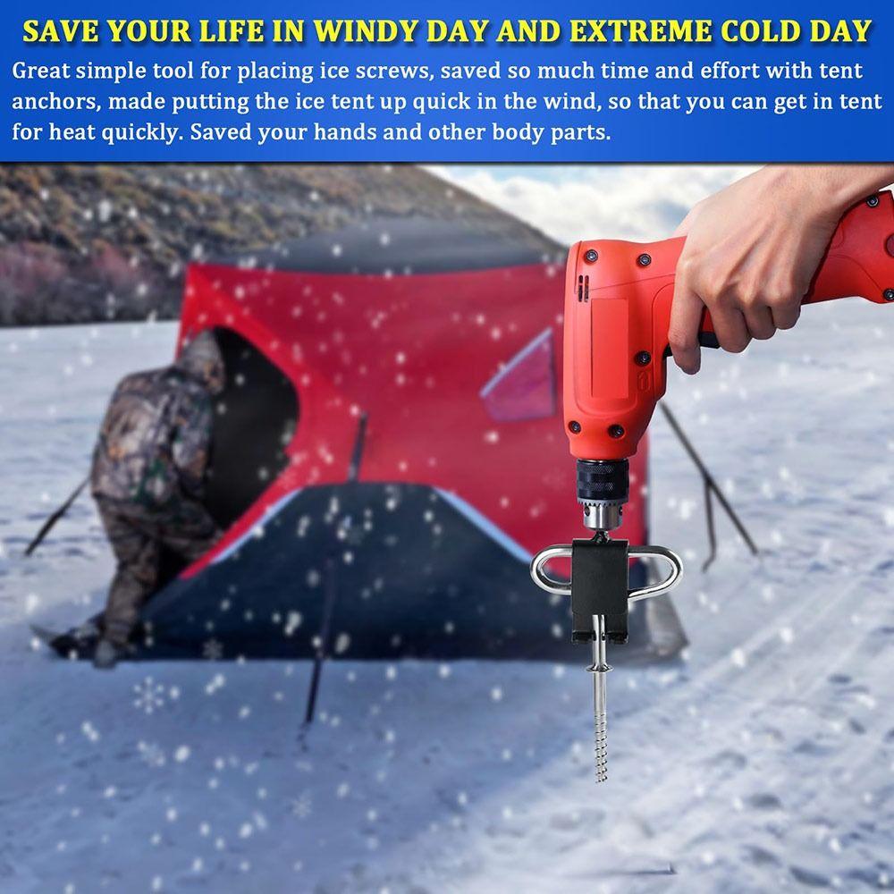 Quick Setup Ice Anchor Drill Adapter Anti-Rust Durable Power Drill Chuck Heavy Duty Ice Fishing Tent Stakes
