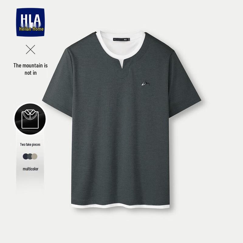 HLA Men s Faux Two-Piece Round Neck Short Sleeve T-Shirt XL