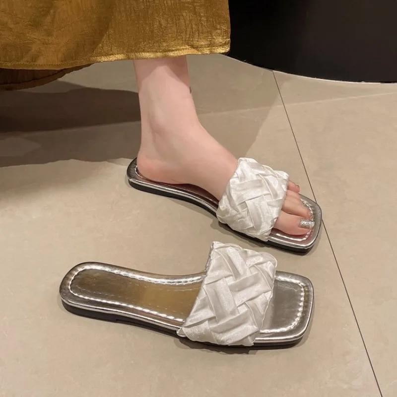 Syflyno Summer New Women's Slippers with Folded Flat Bottom Cover Wearing Slippers Women's Sandals Plus Size 35-42