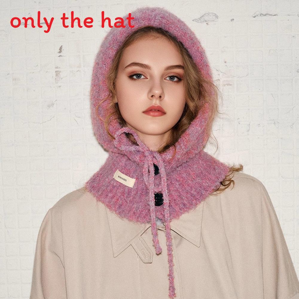

Pure Color Hat With Faceslimming Style And Neck Protection Ideal For Winter Wear Purple