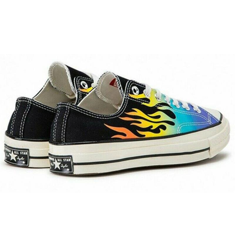 Converse 1970s Chuck Taylor All Star Round-toe Lace-up Low-Top Canvas Shoes Unisex Flame Black