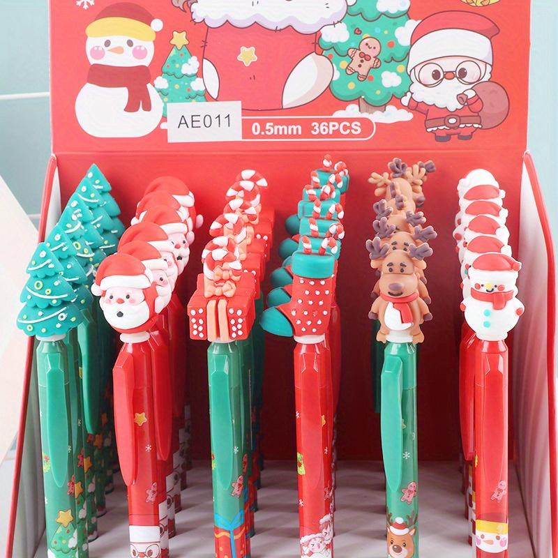 36pcs Christmas Neutral Pen, Press Pen, Holiday Gift Pen, Student Practice Pen, Cartoon Design Pen, Black Signature Pen