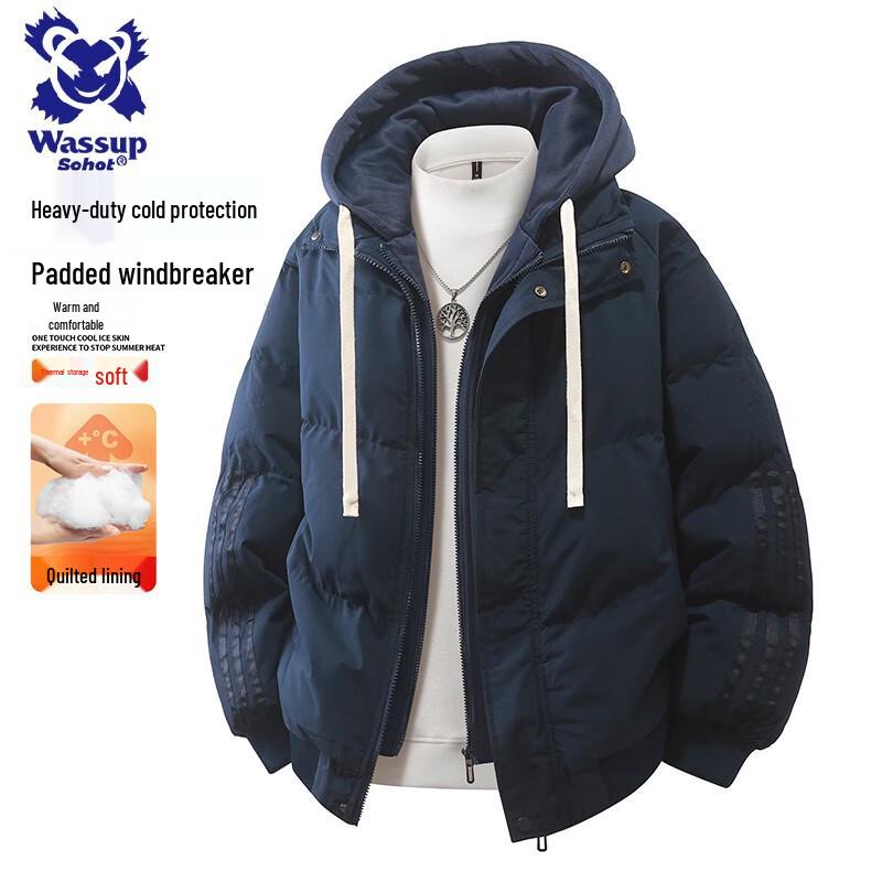 

Wassup Sohot Men s Faux Two-Piece Hooded Winter Padded Jacket 3XL
