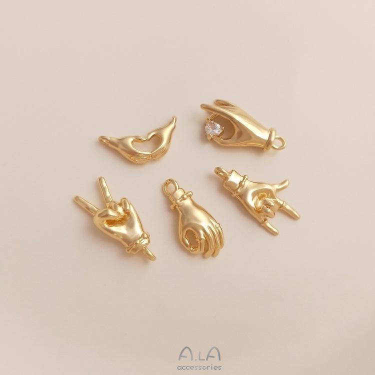 

14K Gold-Filled Heart Gesture Charm for DIY Jewelry