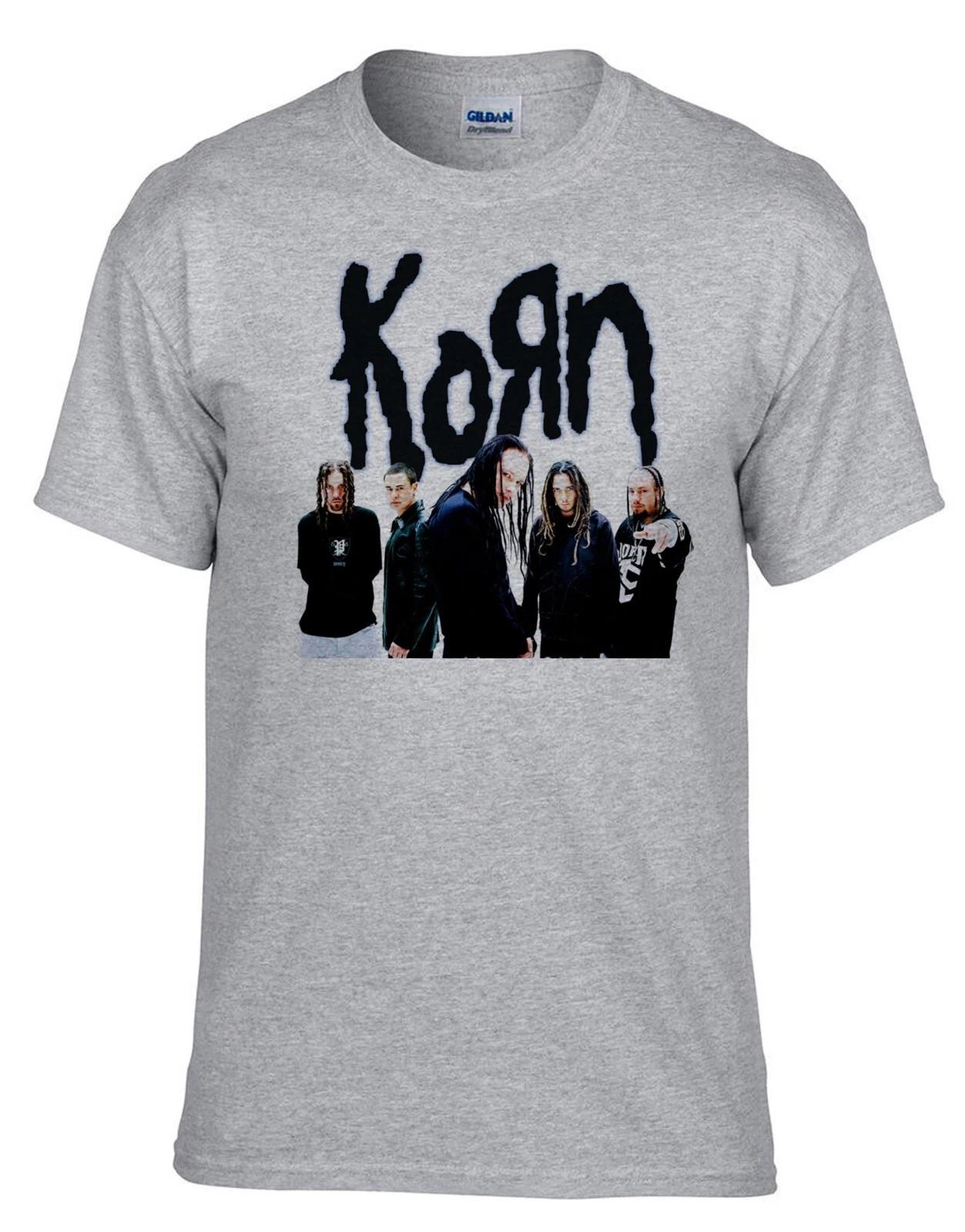 Korn Rock Band Rock Music Grey 100% Cotton T-shirt Mens Tees Top -539_Grey- S