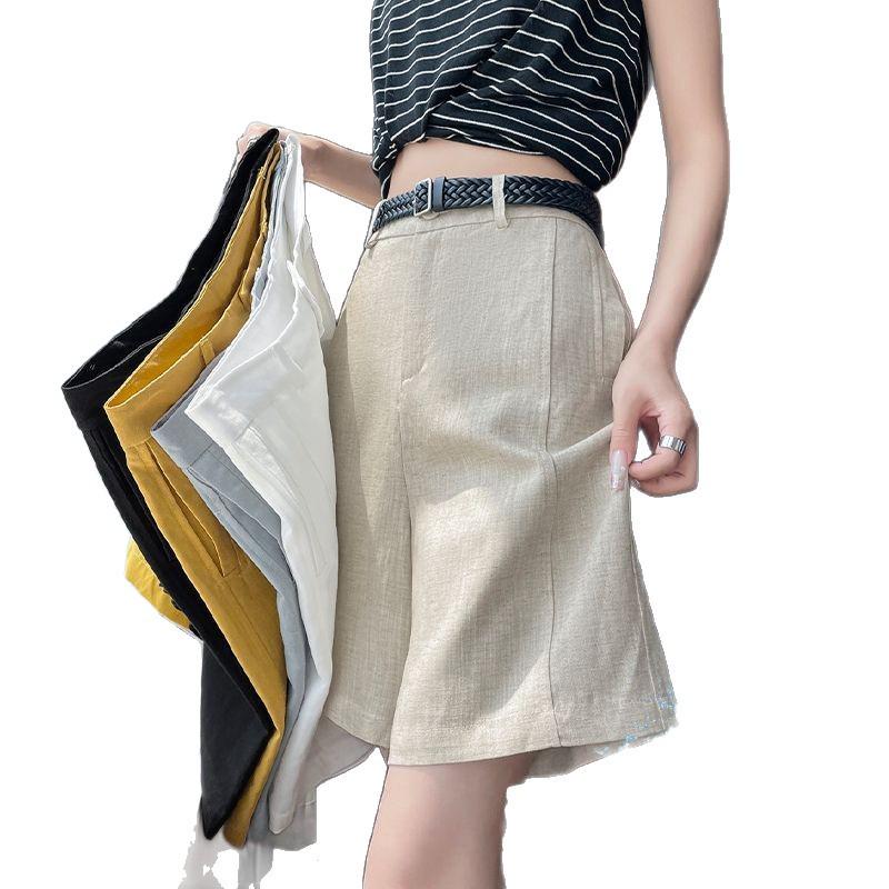 High-Waisted Tencel Linen Wide-Leg Shorts - Casual A-line Summer Style for Women