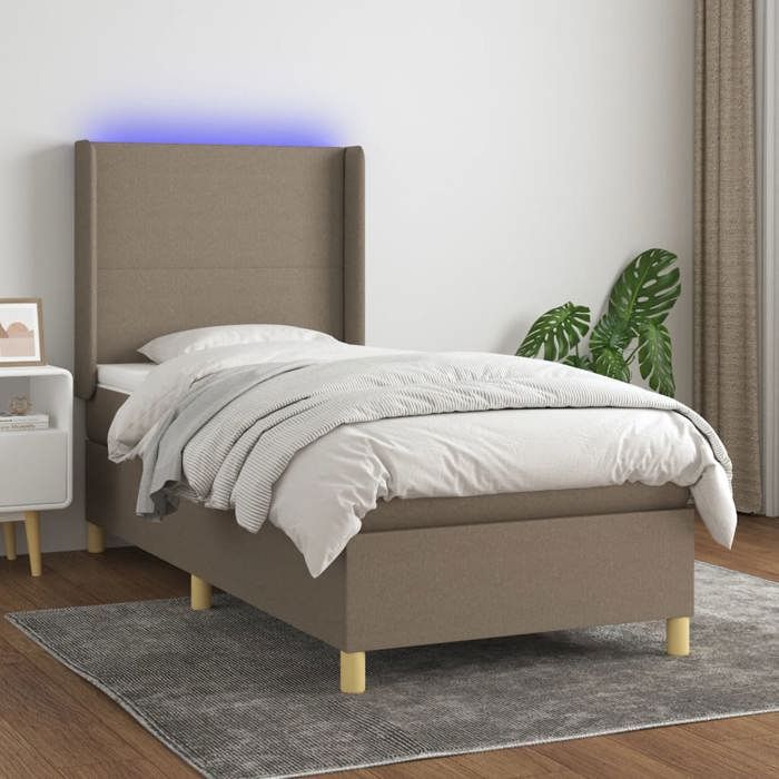 VidaXL Sommier à Lattes de Lit avec Matelas et LED, Lit Rembourré, Lit Simple, Lit Adulte de Chambre à Coucher Intérieur, 3138673