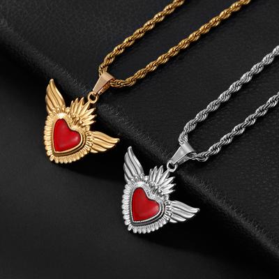 Love Angel Wings Necklace Titanium Steel Pendant Versatile Twist Chain Jewelry