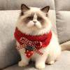Cat Knitted Scarf Collar Red Christmas Dog Saliva Towel Strawberry Pet Ornament Christmas Knitted Scarf Pet Christmas Gift