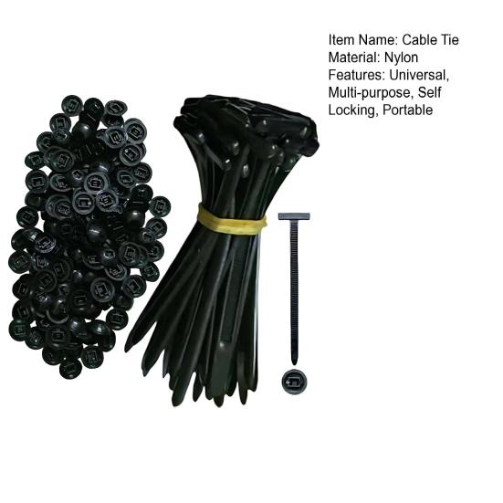 Nylon Universal Cable Tie Buckle Self-Locking Zip Ties Holder with Pin And Button Design Multipurpose UV Resistant Black Zipties for Car Daily Repair