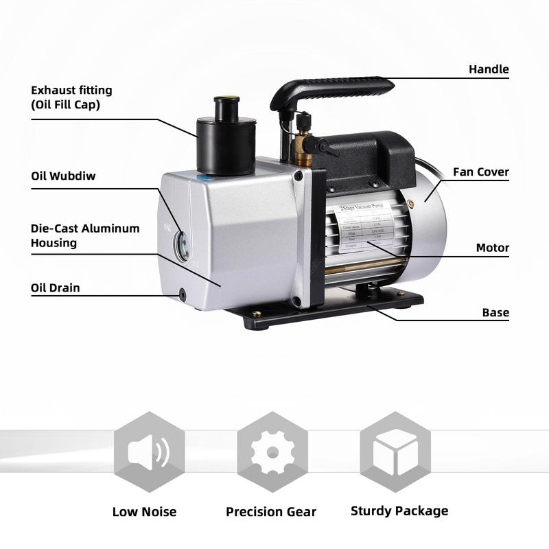 Black 5CFM vacuum pump paper box packaging dual stage rotary vane vacuum pump with high efficiency and low noise