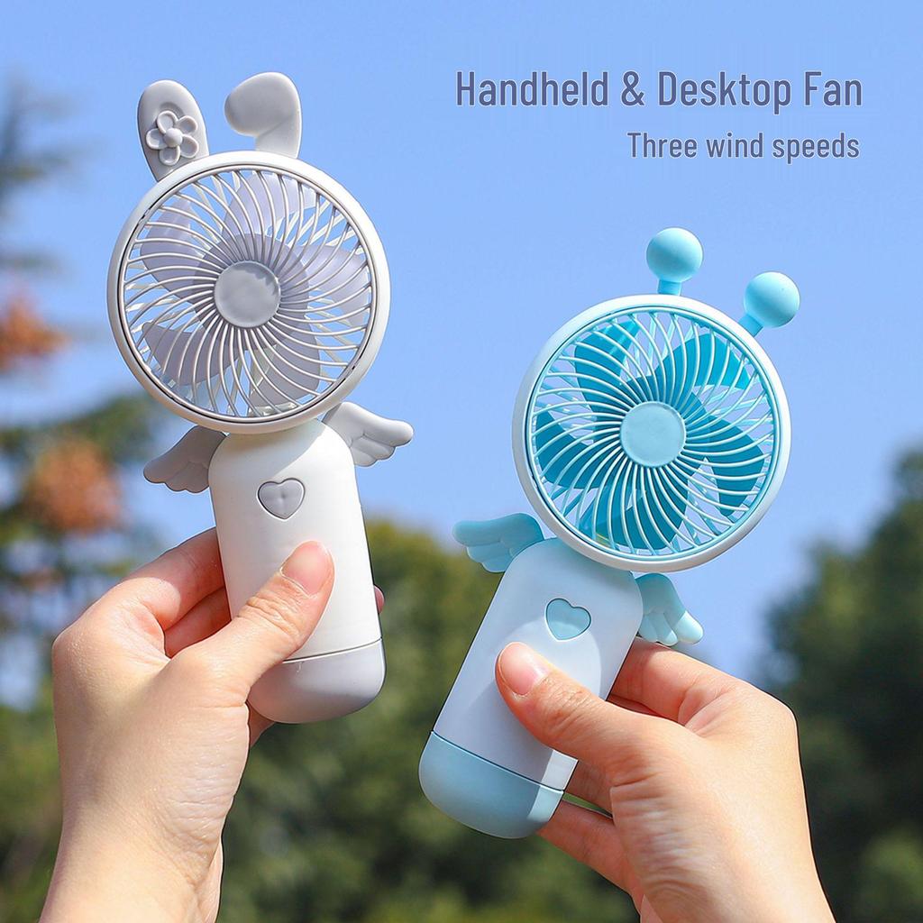 USB Rechargeable Portable Mini Fan with Light - Strong Wind, Desktop & Outdoor Use
