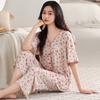 Pajamas women's summer Modal short-sleeved cropped pants thin summer new cotton silk can be worn outside plus size loungewear