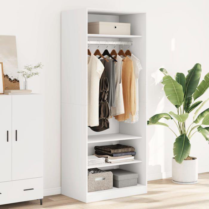 VidaXL Garde-robe blanc 80x50x200 cm bois d'ingénierie, armoire de rangement, organisateur de garde-robe, armoire, placard, 3307693