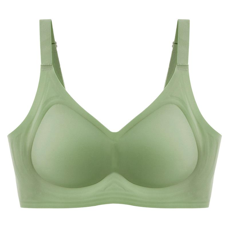 

Big-size Seamless Bra for Women Without Steel Hooks Women s Cup-shaped Underwear That Gathers Breasts and Prevents Sagging 46/105E зелений