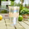 Moderne Bunte Transparente Glas Tasse Große Kapazität Buchstaben Design Kaffeetasse Hoher Ästhetischer Wert Saftglas Heimgebrauch