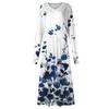 Women's And Winter Casual Fashion V-neck Long Sleeve Print Long Dress