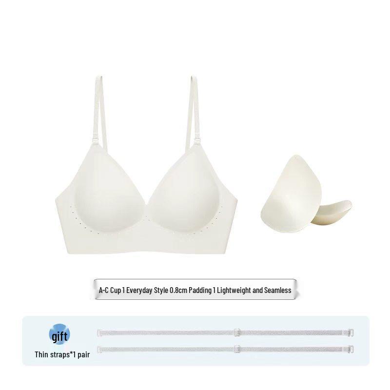 Seamless Backless Push-Up Bra: Thin Strap U-Shape Halter, No Empty Cup, Invisible Nude Women's Tank Top.