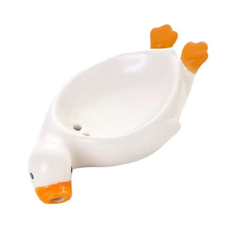 Charm Duck Soap Dish Ceramic Soap Container Box With Drainage Hole For Bathrooms And Kitchens With Smooth Finishes