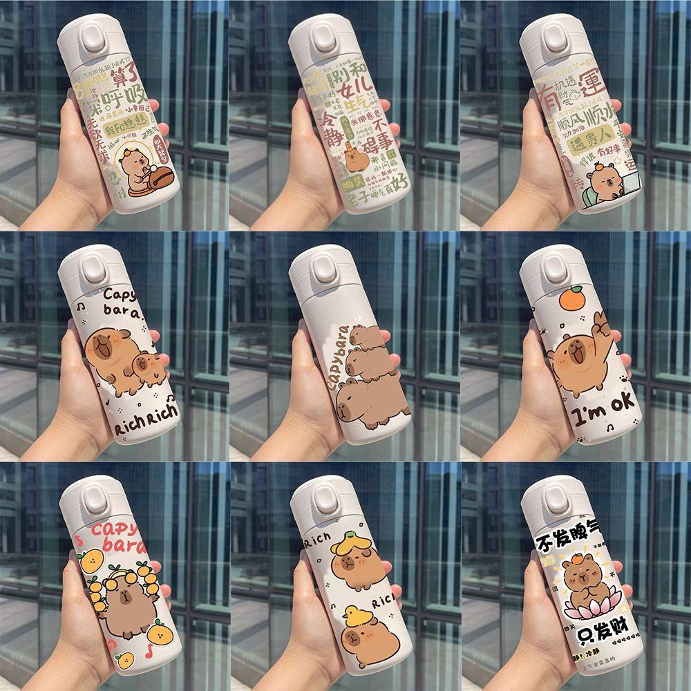 Sticlă de apă izolată Capybara de 420 ml Sticla de apă sport pentru copii din oțel inoxidabil în aer liber