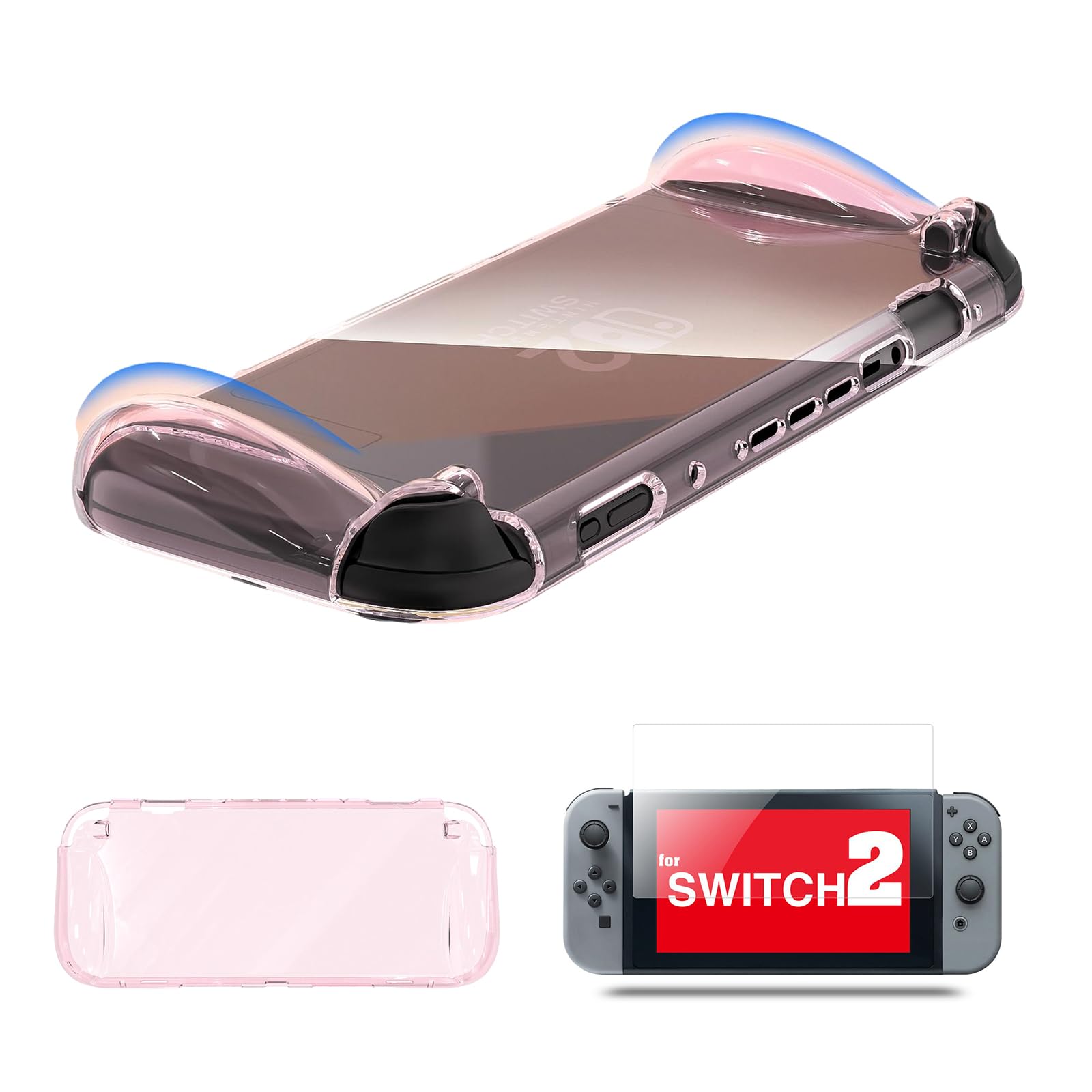 

BCWXION Soft TPU Clear Dockable Case Cover and Tempered Glass Screen Protector for Nintendo Switch 2025 Dustproof, Drop-proof, Fingerprint-proof,