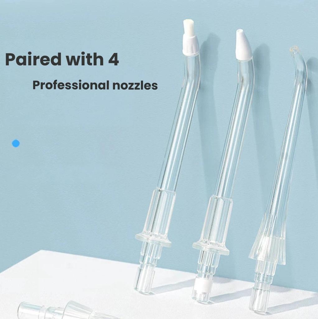 Bair Electric Oral Irrigator with 5 Nozzles, Portable Home Dental Water Flosser, Teeth Cleaner, Tooth Rinse Device,  White